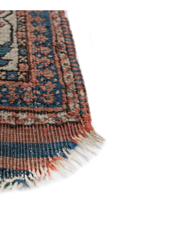 aalam red and orange wool hand knotted Rug - Corner