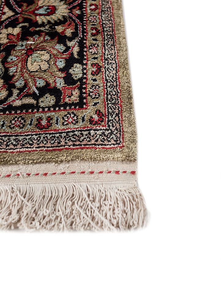 gulmarg blue silk hand knotted Rug - Corner