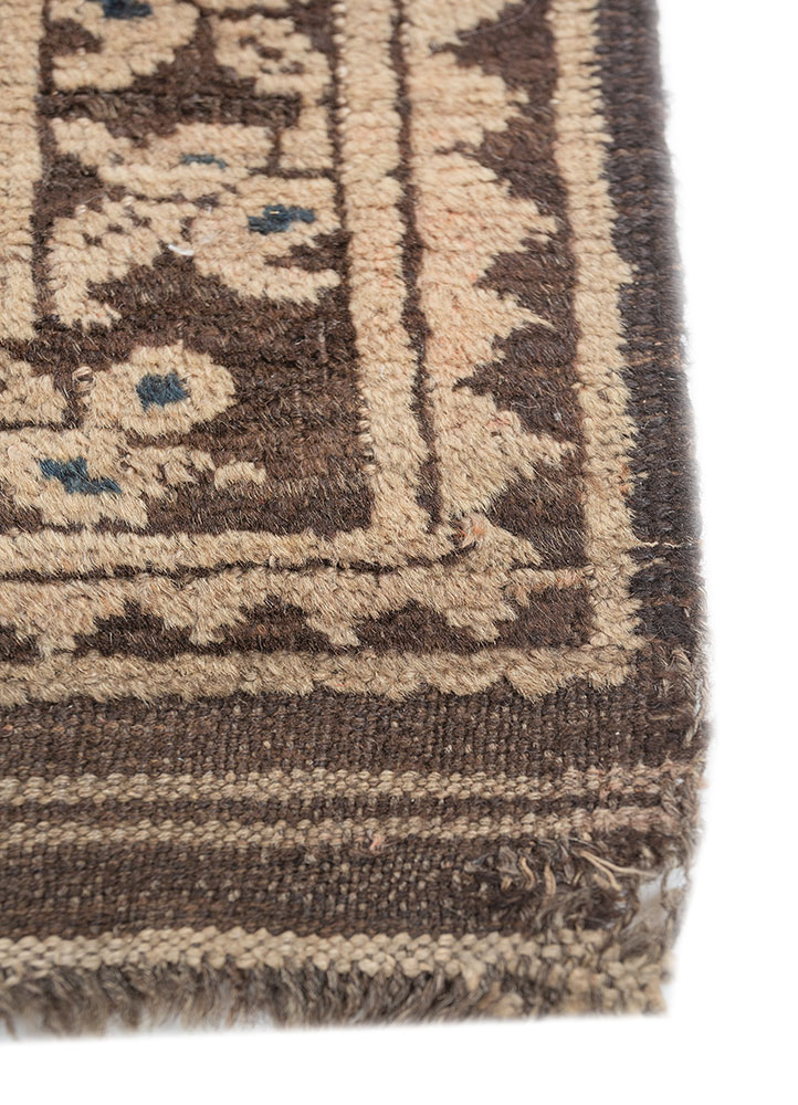 kiaan beige and brown wool hand knotted Rug - Corner