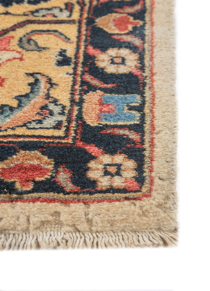 aalam red and orange wool hand knotted Rug - Corner