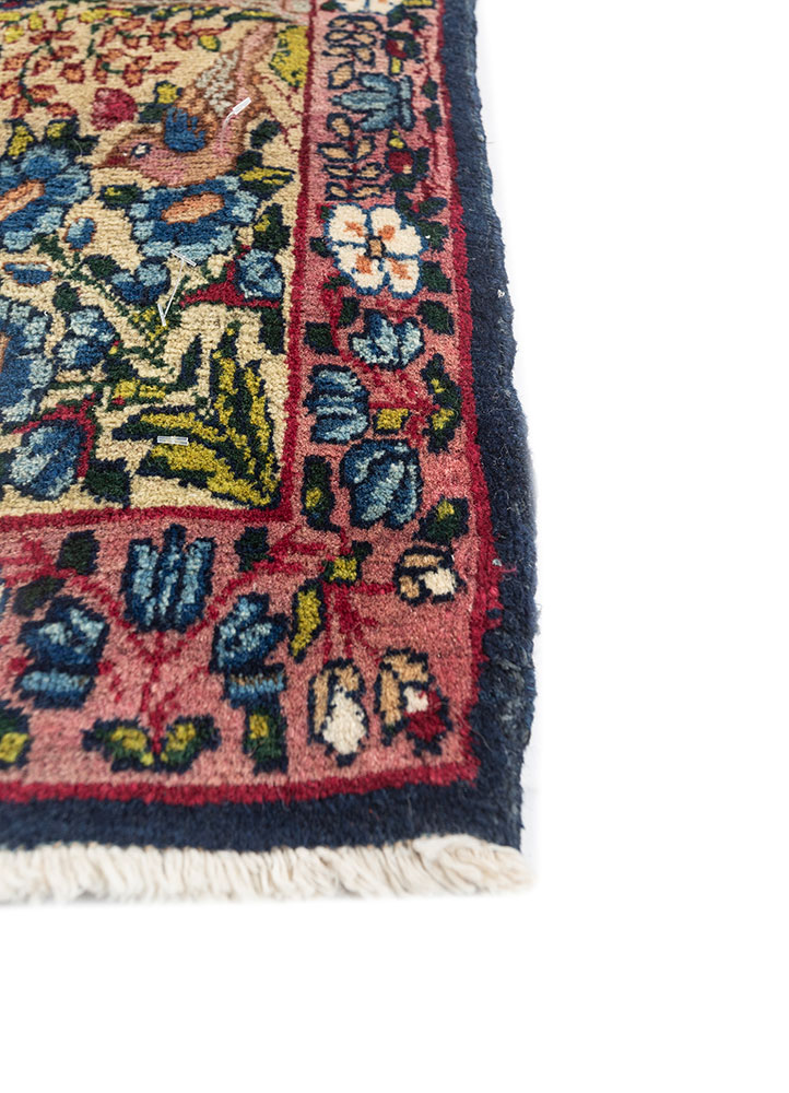 aalam blue wool hand knotted Rug - Corner