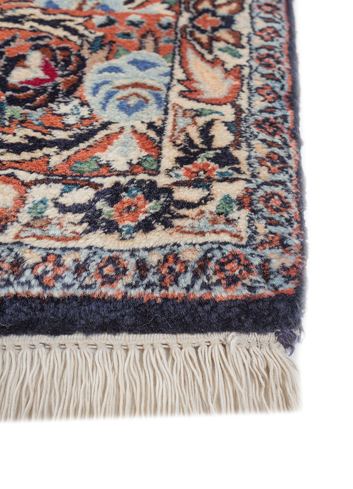 aalam blue wool hand knotted Rug - Corner