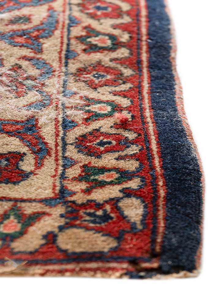 aalam blue wool hand knotted Rug - Corner