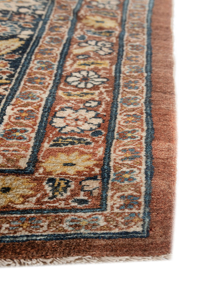 aalam blue wool hand knotted Rug - Corner