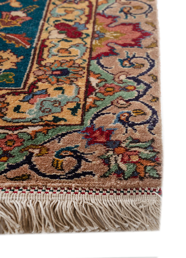 aalam red and orange wool hand knotted Rug - Corner