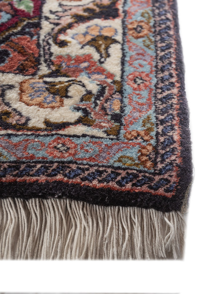 aalam blue wool hand knotted Rug - Corner