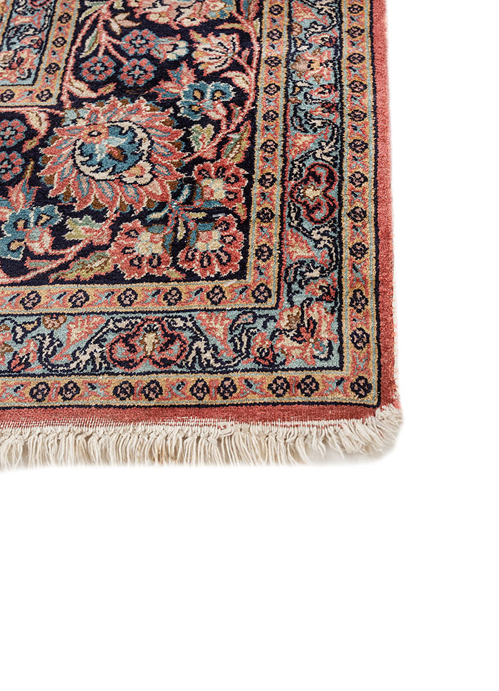 gulmarg blue silk hand knotted Rug - Corner