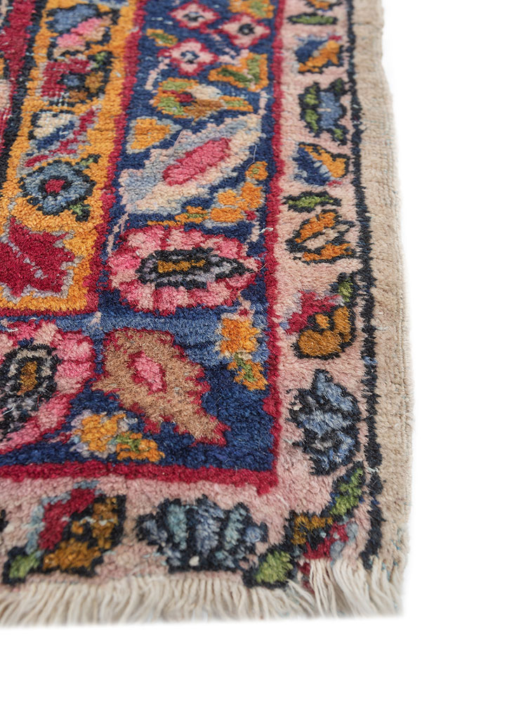 aalam pink and purple wool hand knotted Rug - Corner