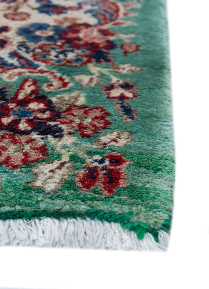 aalam red and orange wool hand knotted Rug - Corner