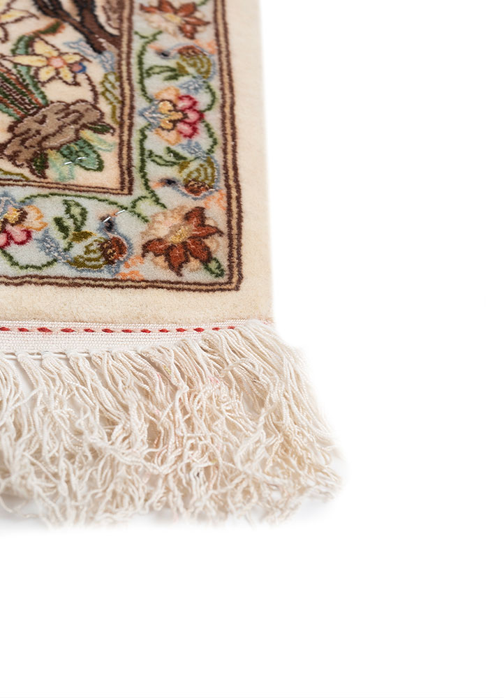 aalam blue wool and silk hand knotted Rug - Corner