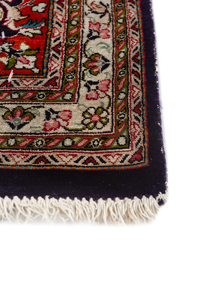 gulmarg blue silk hand knotted Rug - Corner