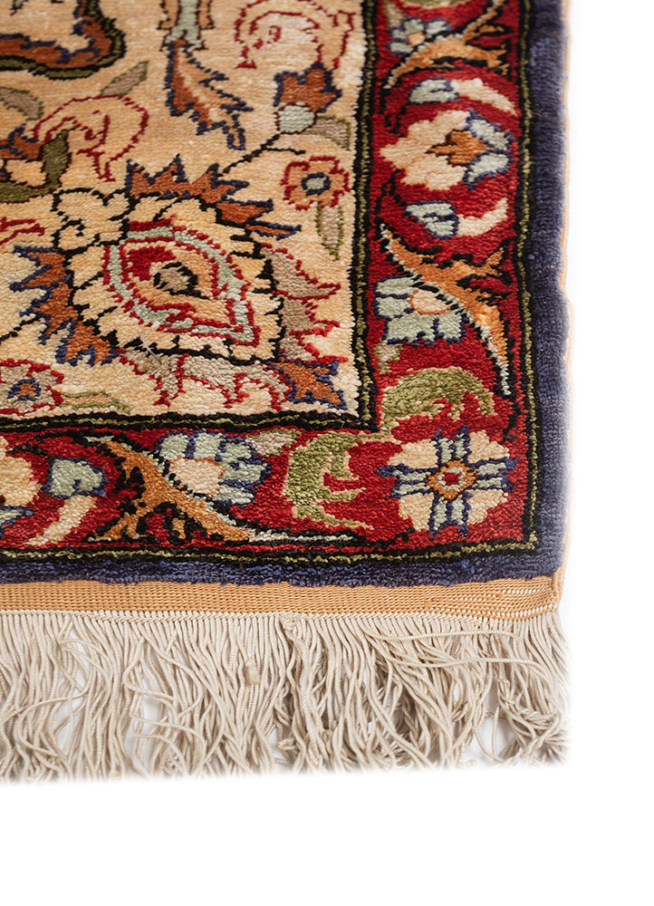 gulmarg blue silk hand knotted Rug - Corner