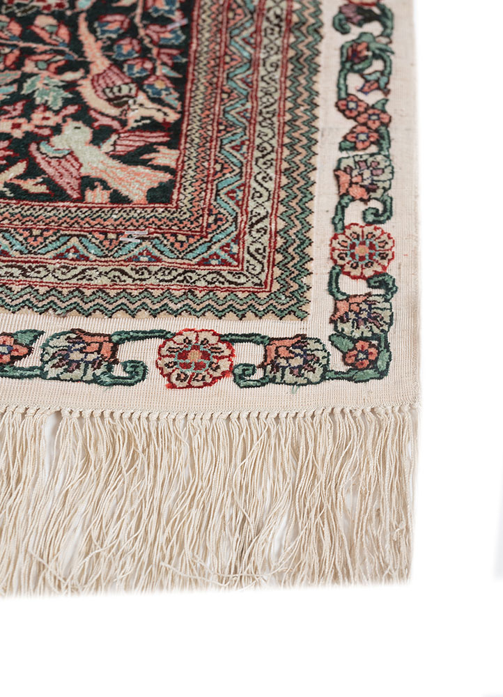 gulmarg pink and purple silk hand knotted Rug - Corner