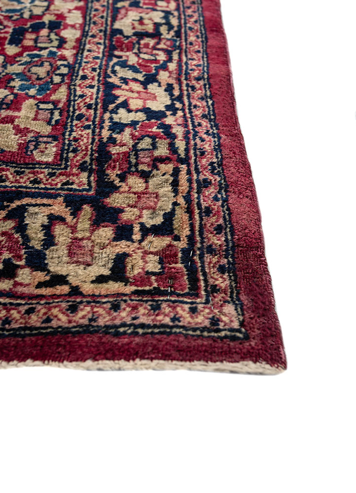 aalam red and orange wool hand knotted Rug - Corner