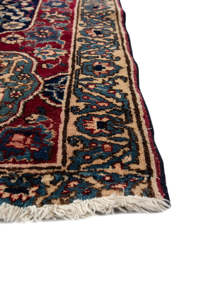 aalam red and orange wool hand knotted Rug - Corner