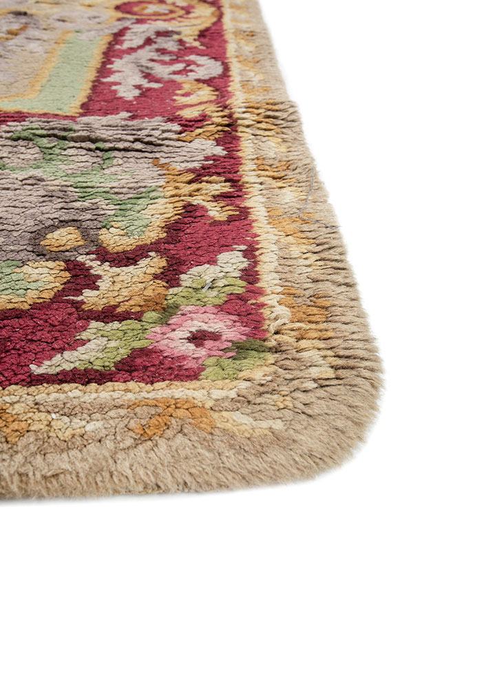 aalam pink and purple wool hand knotted Rug - Corner