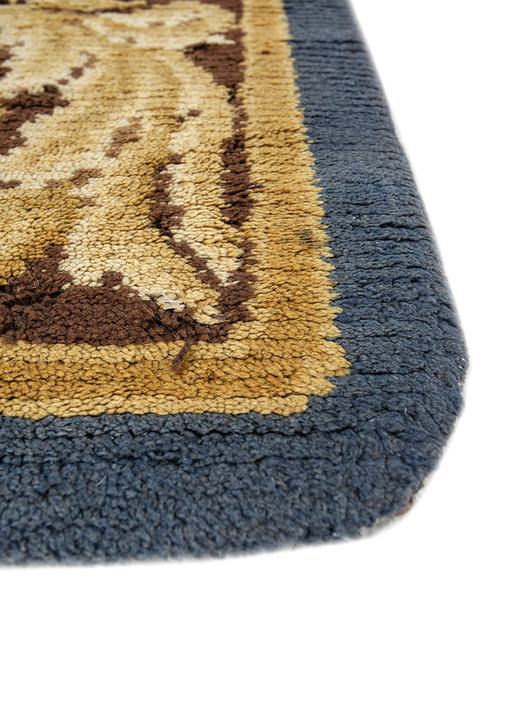aalam blue wool hand knotted Rug - Corner