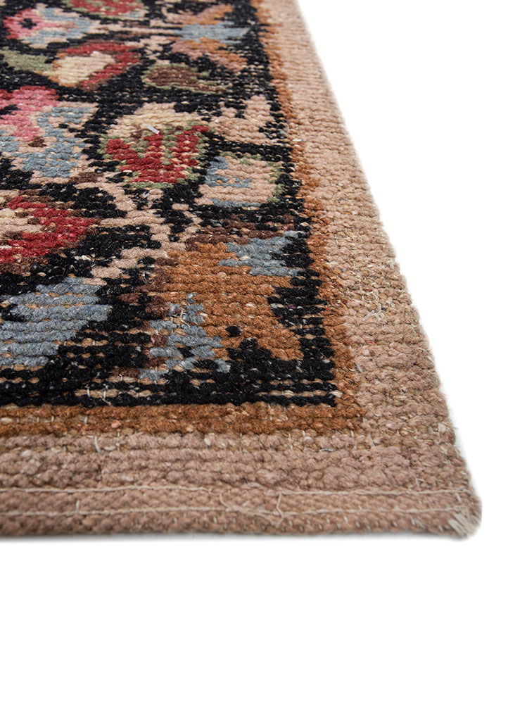 aalam beige and brown wool hand knotted Rug - Corner