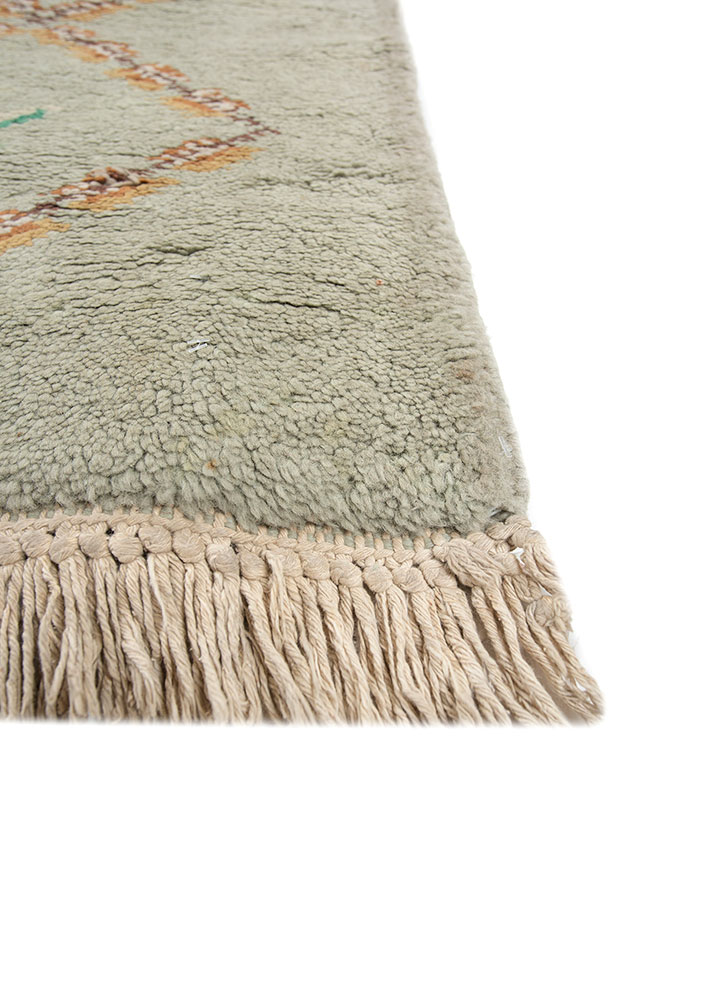 aalam green wool hand knotted Rug - Corner