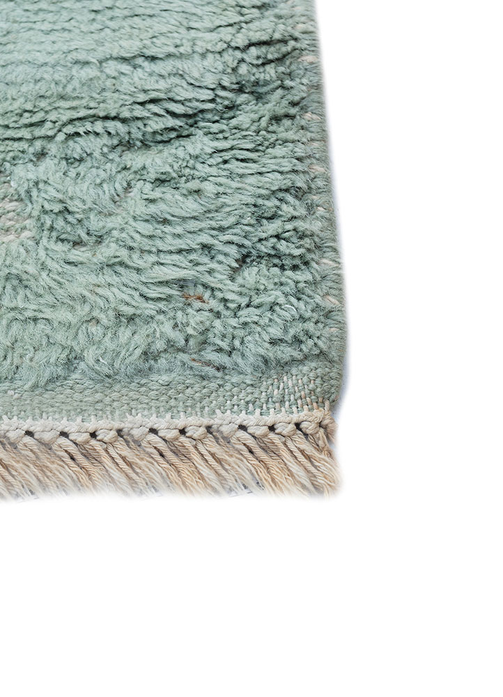aalam blue wool hand knotted Rug - Corner