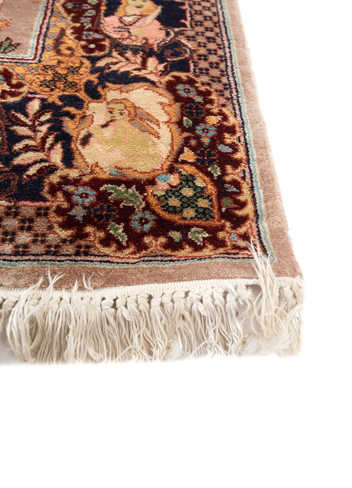 aalam red and orange wool hand knotted Rug - Corner
