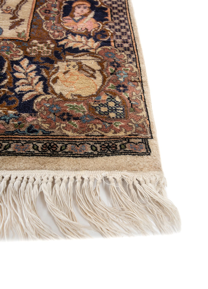 aalam blue wool hand knotted Rug - Corner