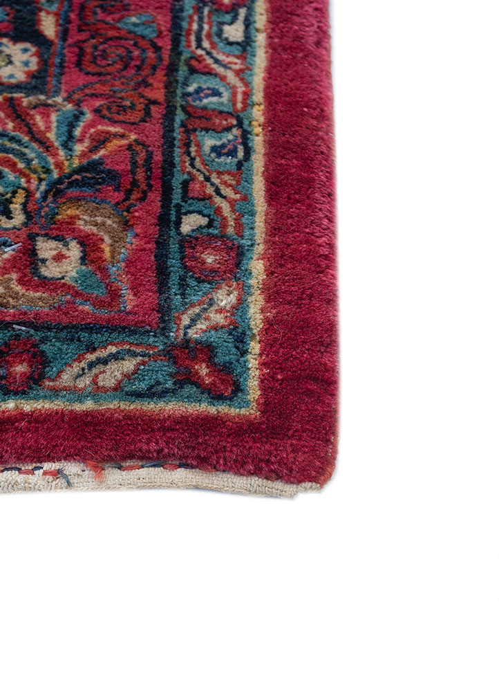 aalam blue wool hand knotted Rug - Corner