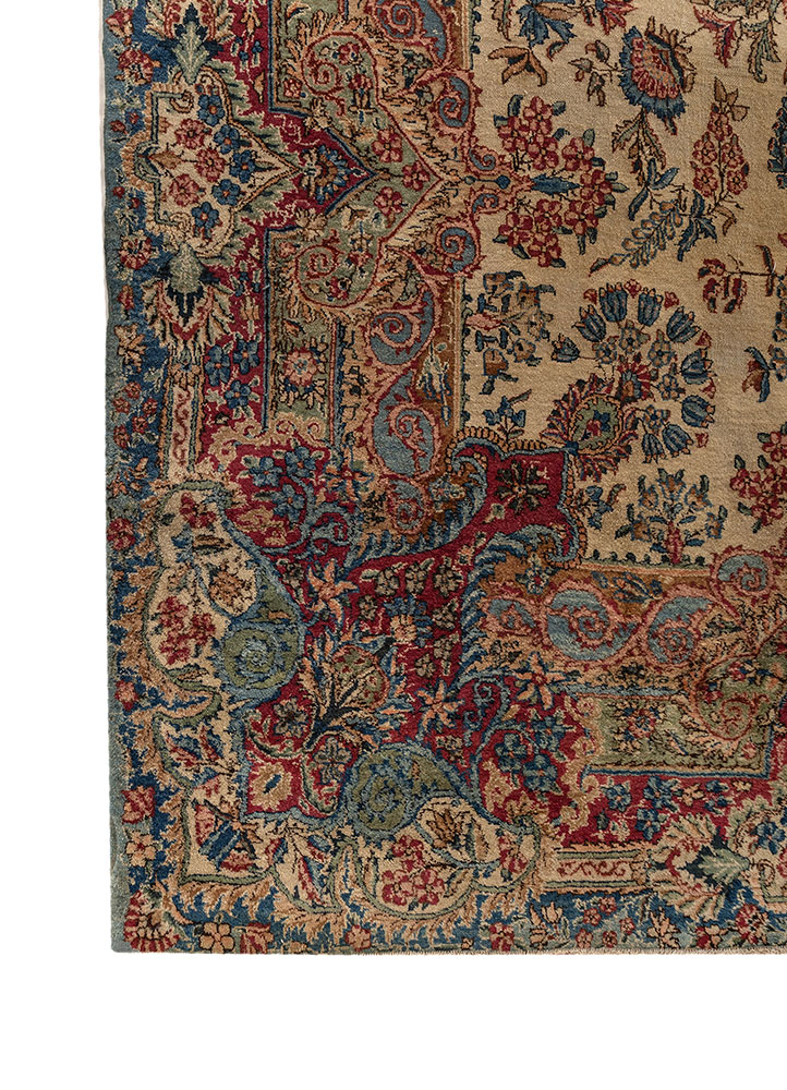 aalam green wool hand knotted Rug - Corner