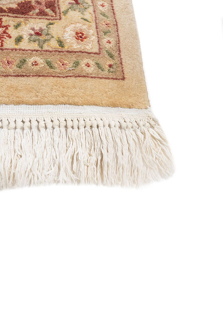 aalam green wool and silk hand knotted Rug - Corner