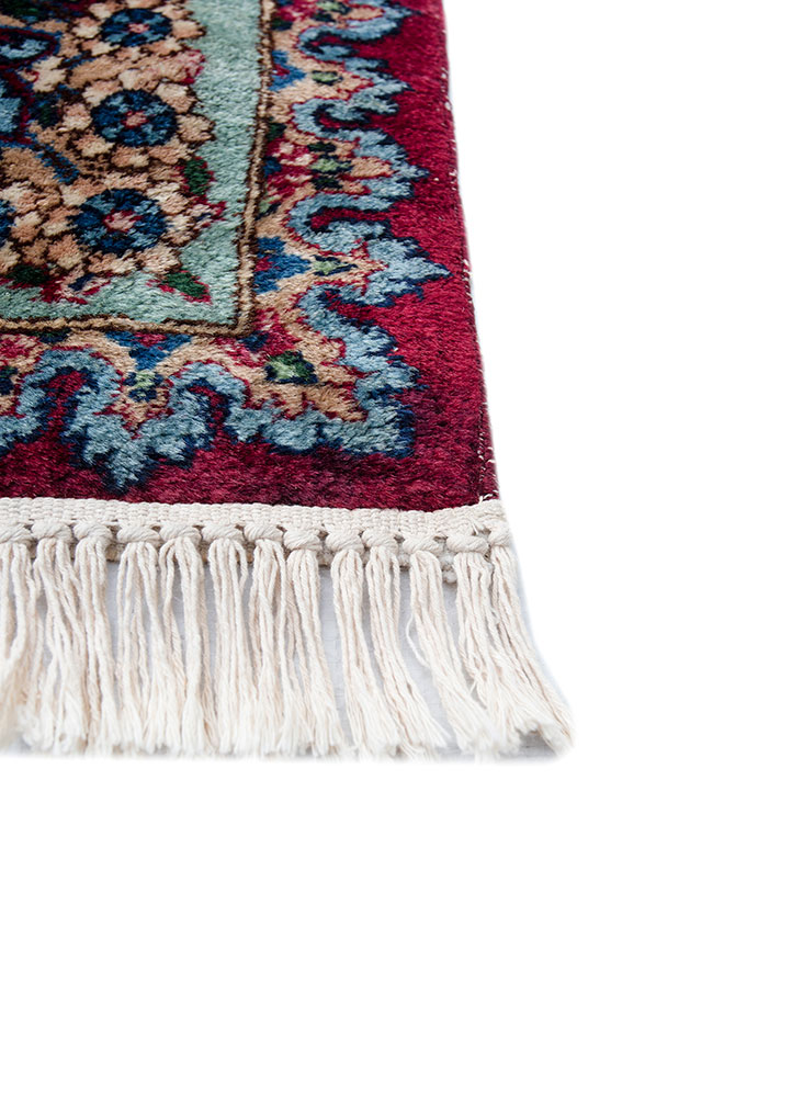 aalam red and orange wool hand knotted Rug - Corner