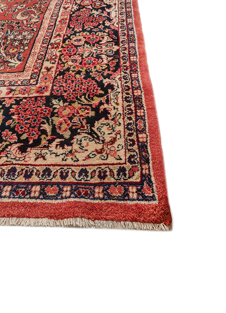 aalam blue wool hand knotted Rug - Corner