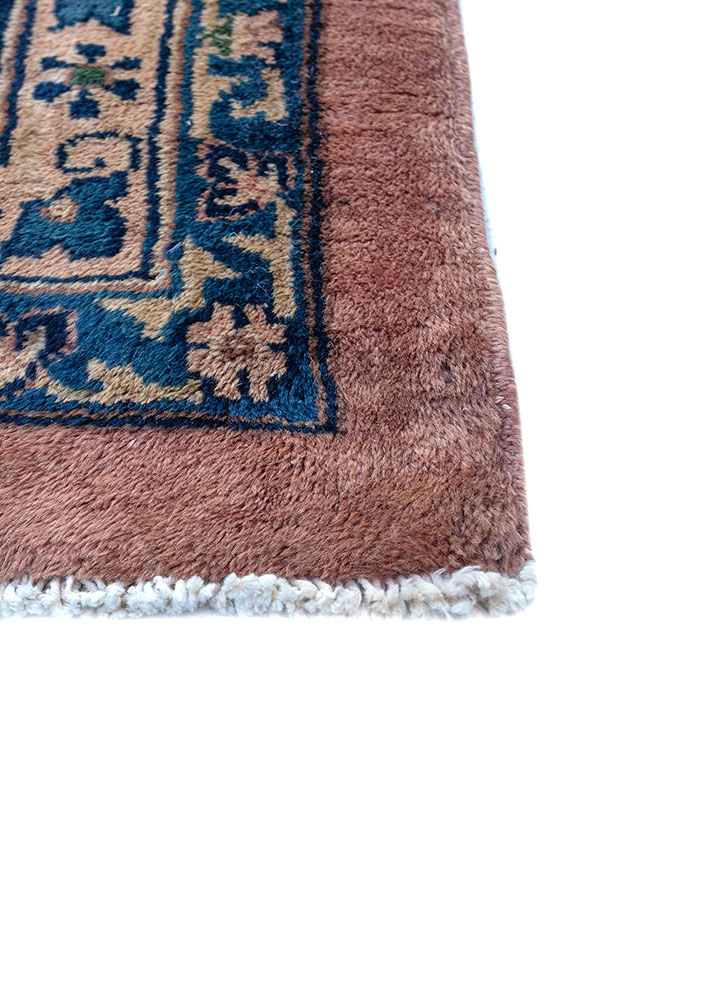 aalam blue wool hand knotted Rug - Corner