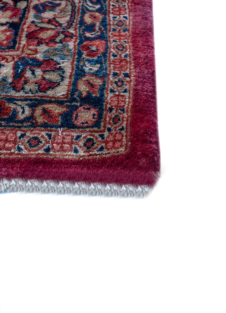aalam blue wool hand knotted Rug - Corner