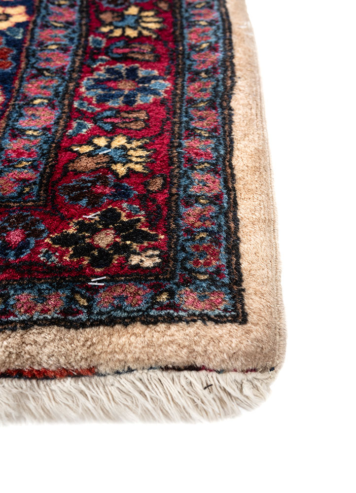 aalam pink and purple wool hand knotted Rug - Corner