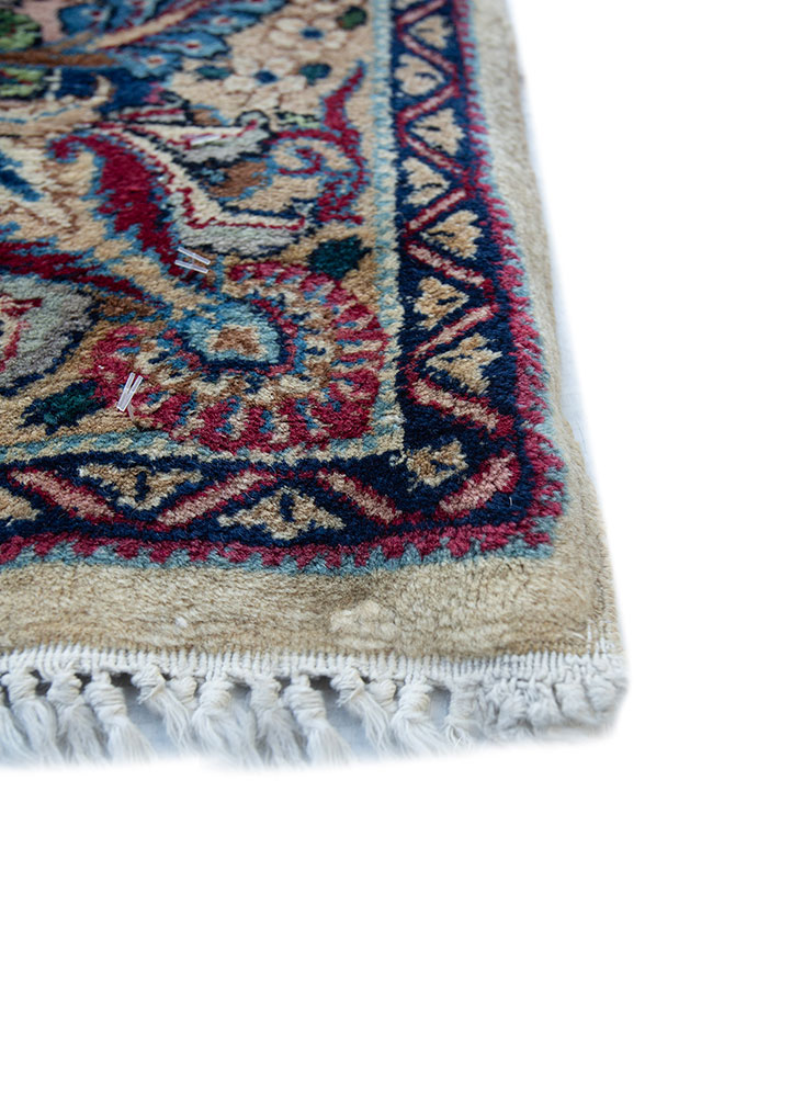 aalam blue wool hand knotted Rug - Corner