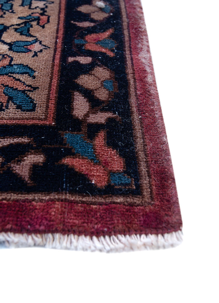 aalam blue wool hand knotted Rug - Corner