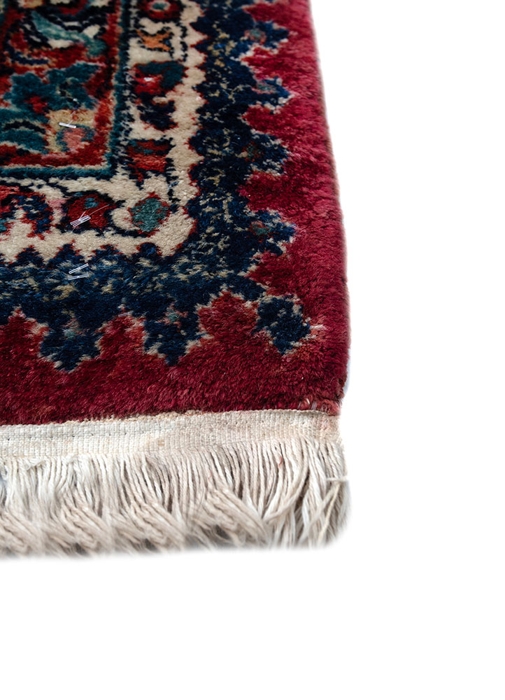 aalam red and orange wool hand knotted Rug - Corner