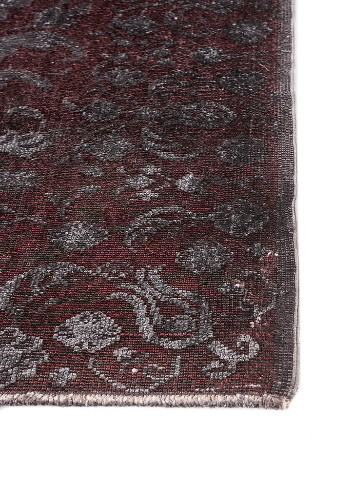 azalea red and orange wool and silk hand knotted Rug - Corner
