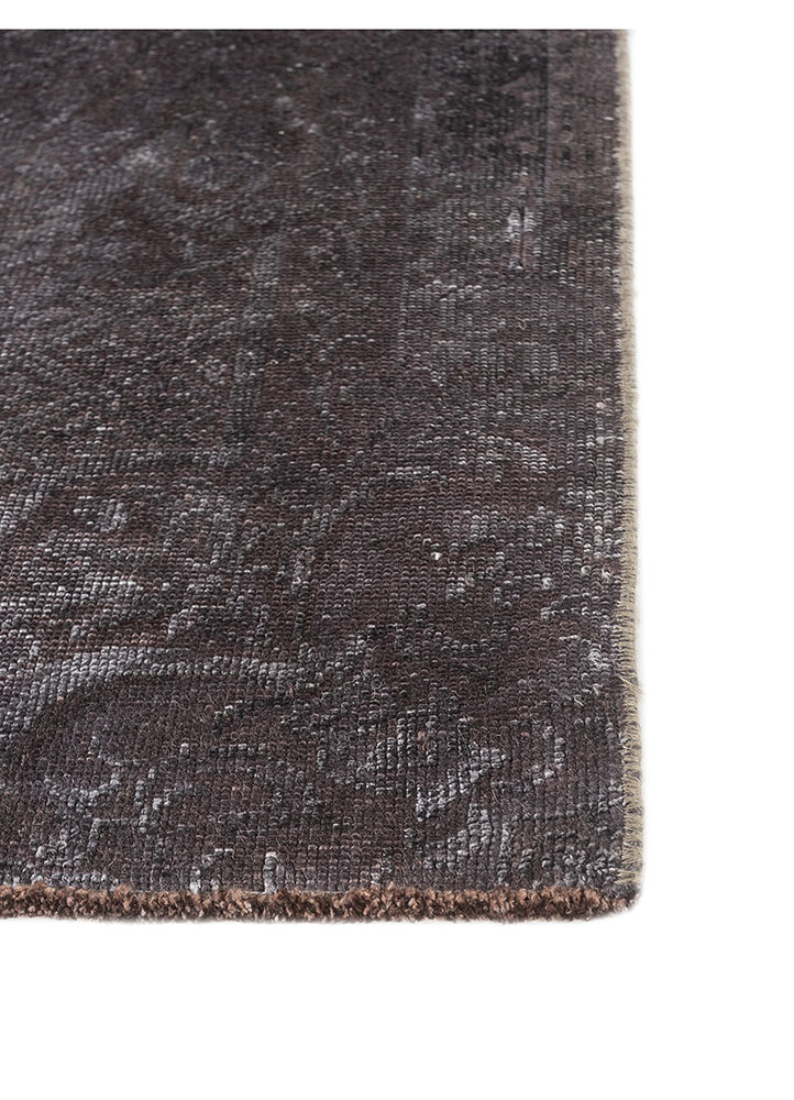 azalea grey and black wool and silk hand knotted Rug - Corner