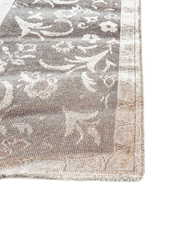 azalea grey and black wool and silk hand knotted Rug - Corner