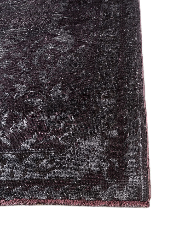 azalea grey and black wool and silk hand knotted Rug - Corner