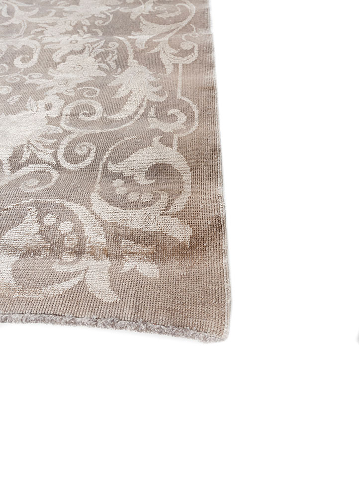 aurora grey and black wool and silk hand knotted Rug - Corner