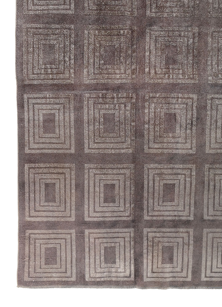 aalam grey and black wool and silk hand knotted Rug - Corner