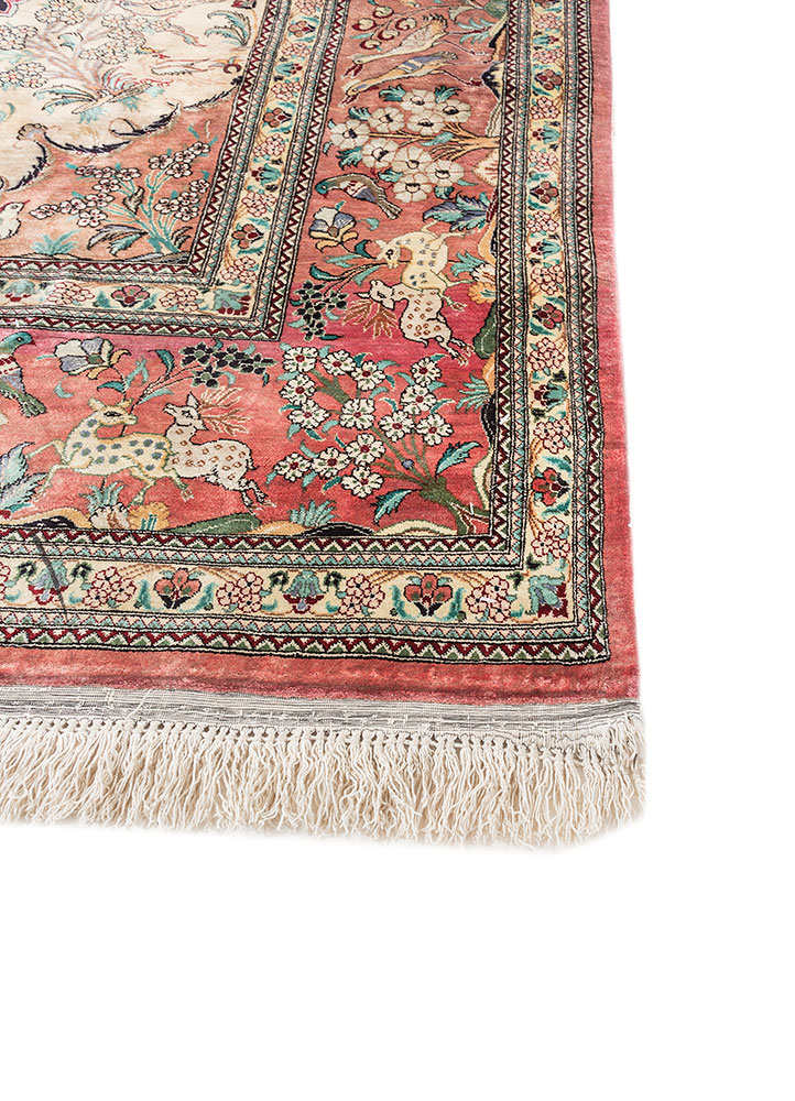 gulmarg blue silk hand knotted Rug - Corner