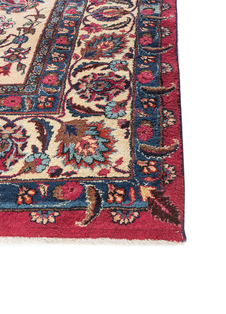 aalam blue wool hand knotted Rug - Corner
