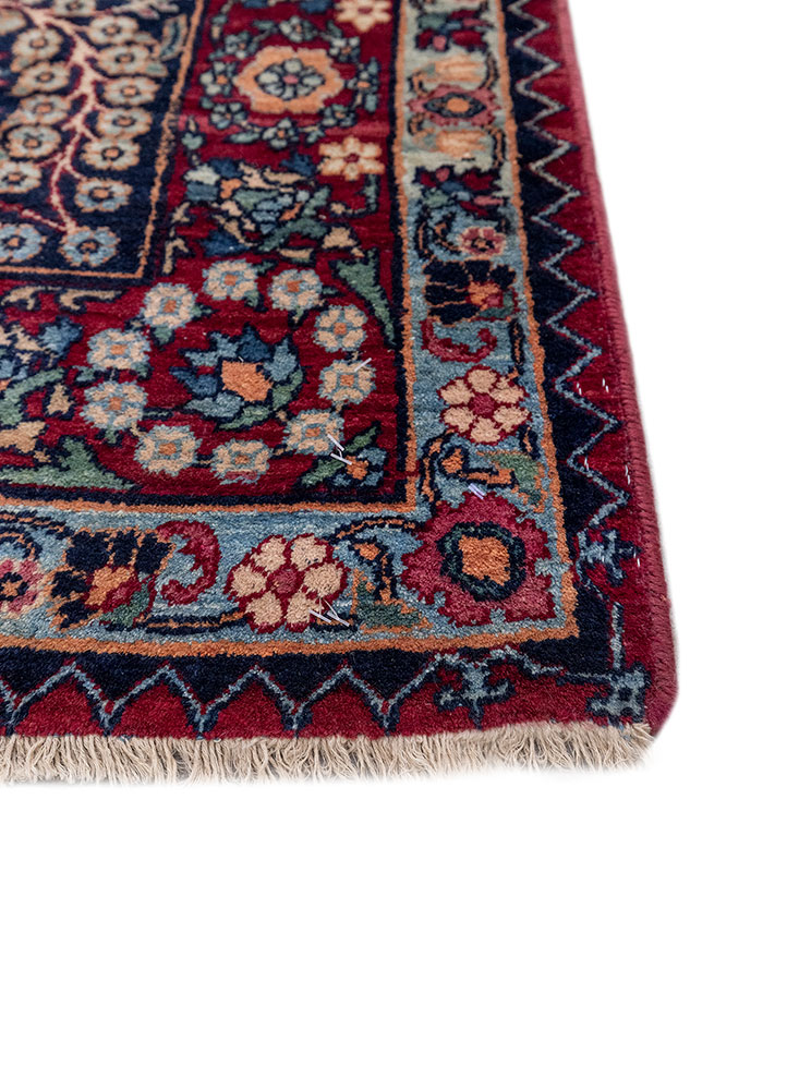 aalam blue wool hand knotted Rug - Corner