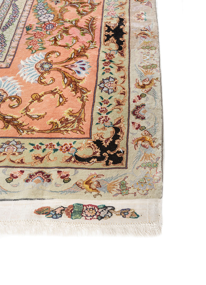 aalam green wool and silk hand knotted Rug - Corner