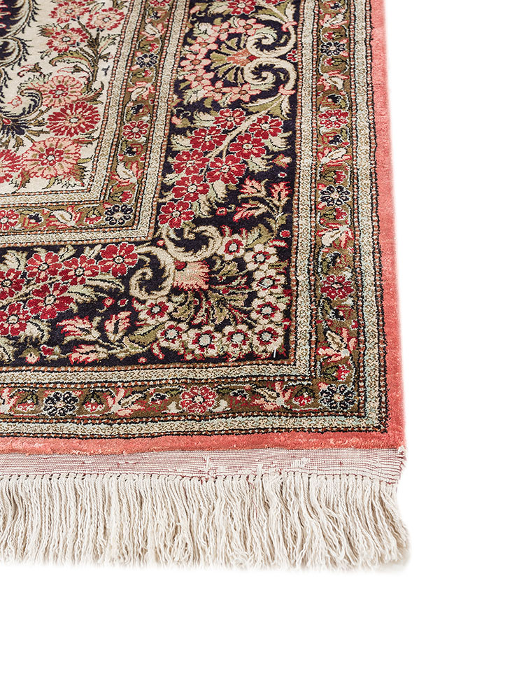 gulmarg pink and purple silk hand knotted Rug - Corner