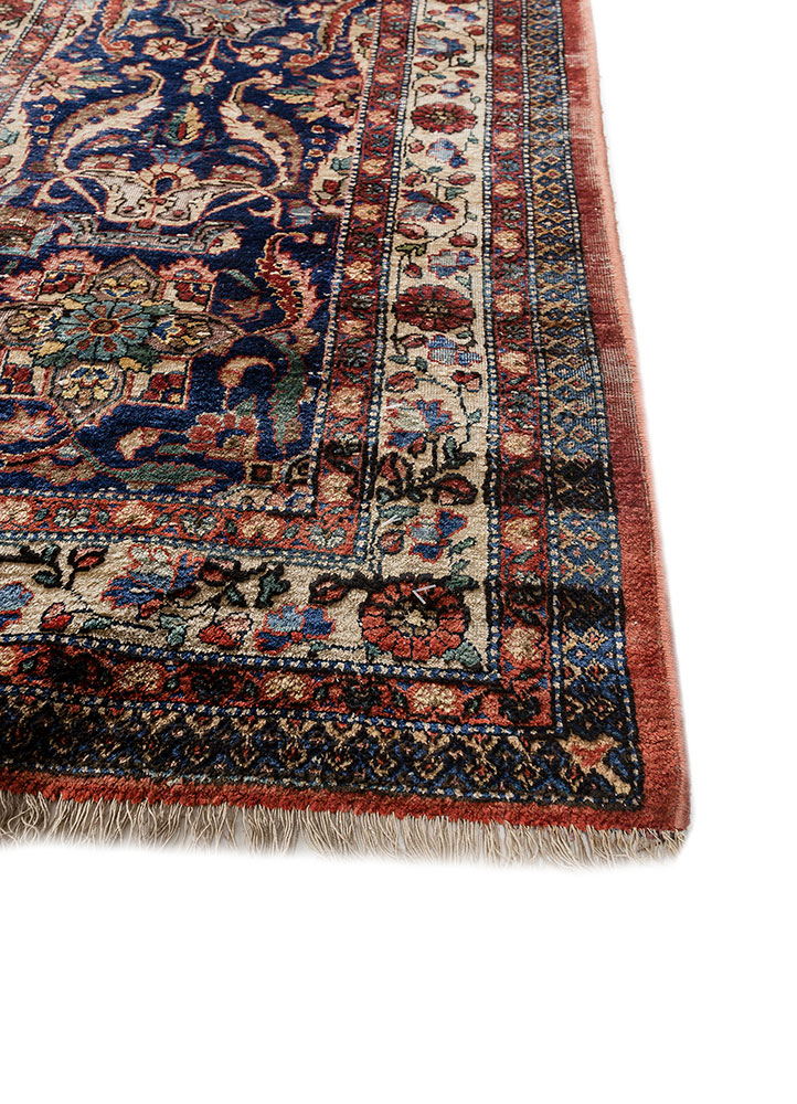 gulmarg blue silk hand knotted Rug - Corner