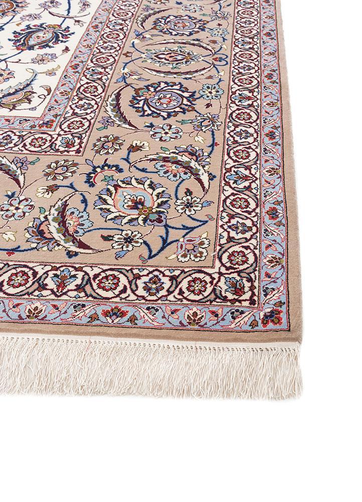 aalam blue wool and silk hand knotted Rug - Corner